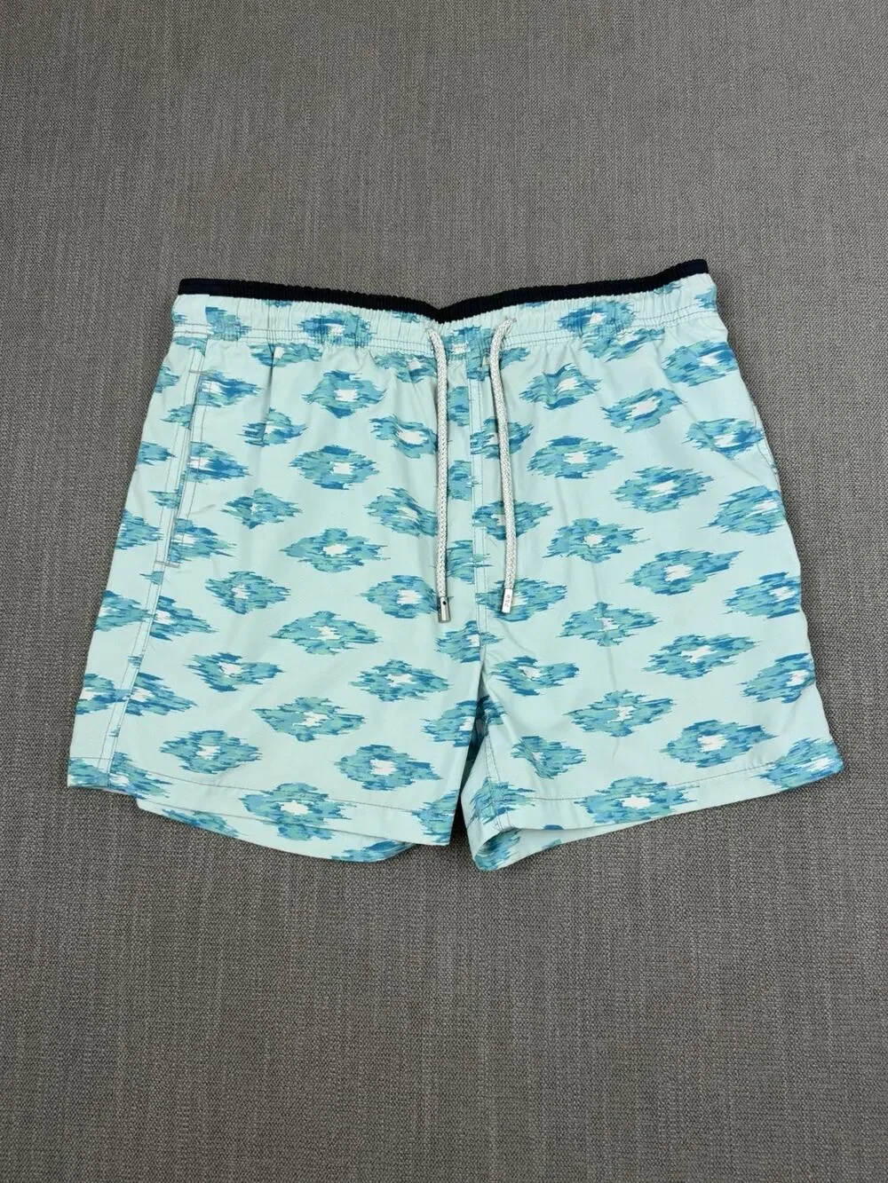 Sophia Alexia Pier St Barth Swim Trunks Men’s Large Blue Print Mesh Lined